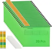 ZOFUN 20 Pcs Green A4 Suspension Files with Tabs, Modern Style Hanging File Folders for Office School File Organization Storage