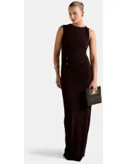 [Forever New] Jess Hardware Bodycon Maxi Dress in Brown