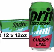 Sprite Chill Cherry Lime Zero Sugar 12oz 12 Cans Soda -Limited Edition Free Ship