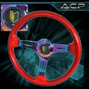 For Ford Off Road Heavy Duty 350mm Red Neo Chrome Steering Wheel Young Leaf Horn