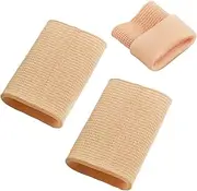 [20LY] Ankle Gel Sleeve for Figure Skating Ice Hockey Skiing Cushion Guard Pads Skate Boots Socks 1 Pair, Beige, One Size