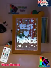 BEST FRIENDS LOVE PERSONALISED 3D LED Night Light 7 Colour Change Kids Room Lamp