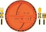 Constructive Eating Plate and Utensils Set,Set of 3 Construction Plate and Construction Worksite Placemat,Perfect Divided Plates Gifts(Orange)