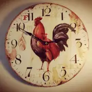 Kitchen Wall Clock 10 Inch Rustic Rooster Silent Non Ticking Wall Clock Quartz