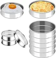 Aufondof 8 Pack 4 Inch Metal English Muffin Rings Double Rolled Nonstick Pastry Ring Mold Stainless Steel Muffin Tart Rings for Dessert Food Making Tool Kitchen Baking