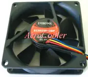 EverCool EC8025H12BP 80mm x 25mm Ball Bearing Fan,4Pin PWM