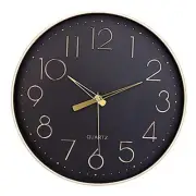 Wall Clock 12" Silent Non Ticking Arabic Numeral Clock Round Decorative Black