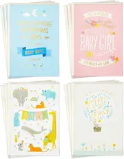 Hallmark Baby Shower Cards Assortment, 12 Cards with Envelopes (Rabbits, Animals, Baby Boys, Baby Girls)