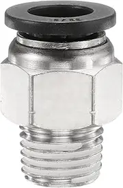 uxcell Push to Connect Fittings 3/8" Tube OD x 1/4" NPT Thread Male Straight Union Fittings Copper Quick Connect Pneumatic Fitting for Semi Truck Trailers Air Brake System, Black