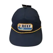 REEF Men's Snapback Navy Ball Cap with Cording & Wave Patch OSFM 100% Cotton