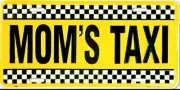 Mom's Taxi Black Yellow Checkered 6"x12" Aluminum License Plate Tag EMBOSSED