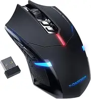 Wireless Gaming Mouse- USB Cordless PC Computer Mice with LED Red Backlit, Ergonomic Silent Gamer Laptop Mouse with 7 Silent Click Buttons, 5 Adjustable DPI Plug & Play for PC, Windows, Mac