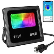 RGBW APP LED Floodlight 15W Bluetooth Outdoor Smart Flood Light 2pcs 1pcs 110V 220V IP66 Waterproof Color Changing Spotlight APP Group Control