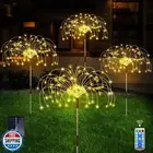 Solar Outdoor Warm White Garden Lights, 4 Pack Firework With 120 LED Starburs