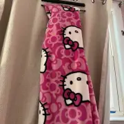 New Hello Kitty White With Pink Daisies & Bow Plush 60 x 70 Throw Blanket NWT