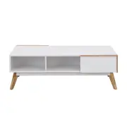 Design Square Autumn Scandinavian Rectangular Coffee Table W/ 2-Drawers - White/Oak