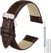 [uxcell] Leather Watch Bands for Men and Women, 22mm Quick Release Watch Strap Replacement, Flat Thin Elegant Leather Strap with Tools, Drak Brown