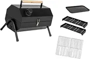 Eigell Charcoal Grill for Outdoor Cooking with Handle, Tabletop BBQ for Family Events, Black
