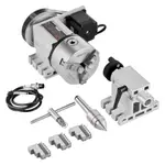 VEVOR Dividing Head, K11-100mm 3-Jaw Chuck, CNC Router Milling Machine Rotational Axis 4th Axis A Axis Indexing Head, 65 mm Center Height MT2 Tailstoc