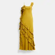 Bias Dress With Ruffle Neckline