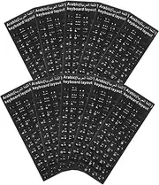 Gatuida 10pcs Arabic Keyboard Stickers Background with White Letters Easy to Install Replacement Stickers for Computer Laptop and Notebook Keyboards for Arabic Language Learners