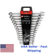 METRIC COMBINATION WRENCH Set 15 Pcs, Chrome Vanadium Steel,Plastic Storage Rack