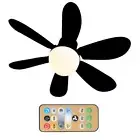 Ceiling Fan LED Light E27 Base 30W Socket Fan Light Remote Control (Black) Hot