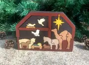 Nativity Animals Manger Set Wood Puzzle Decoration Set Christmas 18 Piece