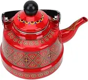 OHPHCALL Retro Enamel Teapot Water Boiling Kettle for Gas and Induction Cookers Stylish Water Heating Pot for Tea and Mulled Wine Comfortable Handle Design
