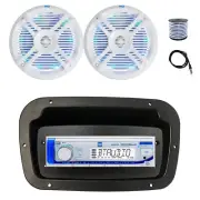 Dual Marine Radio,Spa Bezel,Adapter,Antenna,Wire, 2x 6.5" 250W LED White Speaker