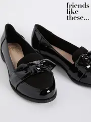 Friends Like These Black Flat Comfort Bow Faux Leather Patent Loafers (AT2349) | $62