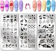 PH PandaHall 3pcs Animals Nail Art Templates, Cats Lion Tiger Nail Stamping Plate Wild Creatures Art Stencils Stainless Steel Image Plates for Women Nail Design Print Manicure Salon
