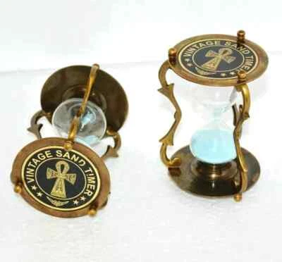 Antique Maritime Marine Brass Nautical Vintage Star Sand Timer Hourglass Decor