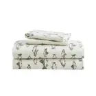 School of Fish 4-Piece Green Graphic Flannel Full Sheet Set