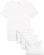 [IZOD] Men’s Undershirts – Soft Breathable V-Neck T-Shirts (4 Pack), Size Large, All White