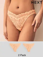 Orange Tanga Ultimate Comfort Lace Knickers 2 Pack (AB4475) | $13