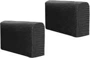 HEATSHAKING 2Pcs Elastic Sofa Armrest Cover Arm Rest Towels for Home Office Use Simple Black Design Sofa Armrests Easy to Clean Maintain