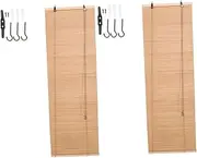 DOITOOL 2 Sets Bamboo Window Blind Vintage Decor Curtains Blackout Curtains for Home