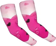 [FHEDVBN] Pink Love Heart Arm Sleeves Compression Arm Covers for Men Women Outdoor Sun Sleeves Cooling Sports Sleeve, Black