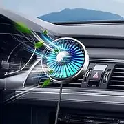 xuenair USB Car Vent Fan to Boost Cold Air in The Vehicle SUV Van RV Pickup Truck, Powerful 3 Speed Portable Car Cooling Clip Fan with Colorful Light Quiet Brushless Motor 360 Rotation