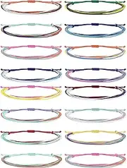 [HUASAI] 16 Pcs String Bracelets for Teen Girls Beach Wave Surfer Bracelets Colorful Braided Bracelets Pack Boho Adjustable Waterproof String Ankle Bracelets for Summer Holiday