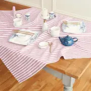 Solino Home 100% Pure Linen Table Throw for Summer - Amalfi Stripe, Made in USA