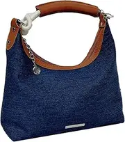[Generic] Trendy Women's Jean Shoulder Bag, Light Blue Denim Hobo Purse, Casual Slouchy Canvas Tote for Shopping School