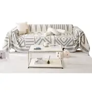 Boho Sofa Plaid Blanket Geometry Couch Cover Ethnic Sofa Cover Slipcover-Grey
