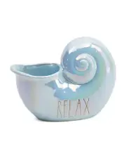 Rae Dunn Luster Blue “RELAX” Conk Conch Shell New 2022 New By Magenta Beach