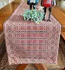 New Primitive Americana RED NAVY BLUE COVERLET TABLE RUNNER Woven Topper 32"