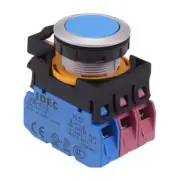 IDEC CW Series Blue Metallic Momentary Flush Push Button Switch 1NO-2NC IP65