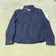 Woolrich Jacket Women's Small Blue Herringbone Alaskan Zip Up Sweater USA Wool