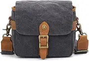 Fahgaer Canvas SLR Camera Bag Mini Single Messenger Bags Waterproof Wear- Shoulder Photography Backpacks Dark Gray