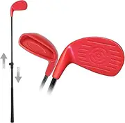 KOFULL Golf Club with Oversize Club Head for Golf Game Buckets, Club Length Adjustable for Backyard Golf Game, Yard Golf Club for Adults Junior Family, Hitting Plastic Foam Balls in Grass, 35", Red